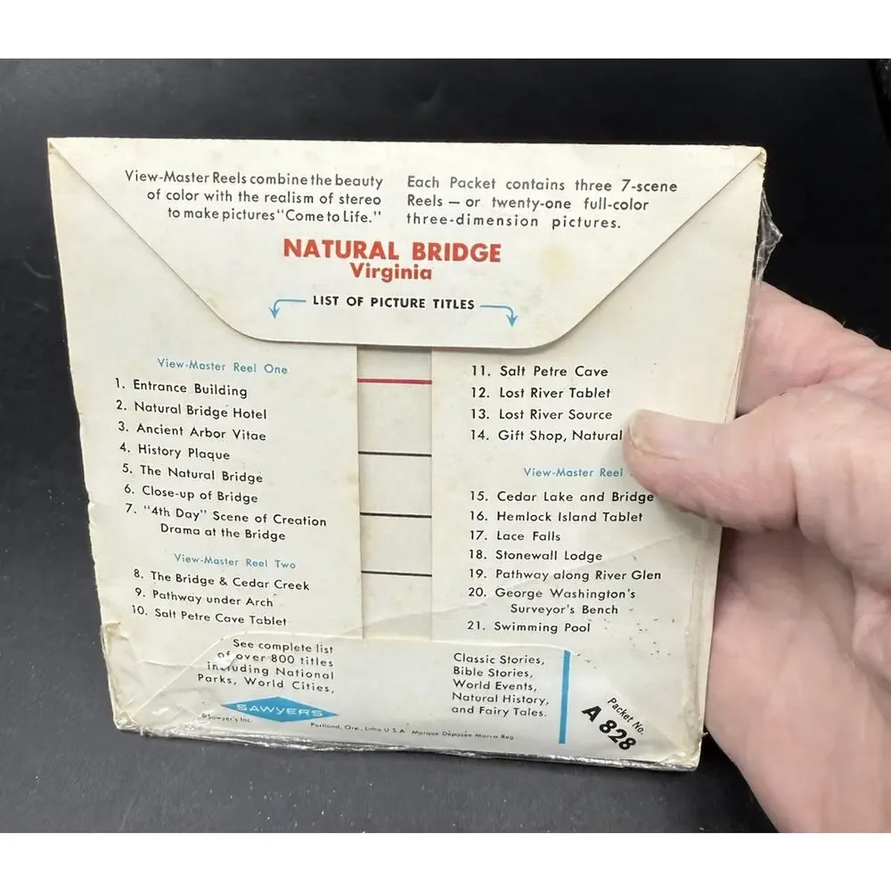 View-Master A828, Natural Bridge of Virginia, 3 Reel Set